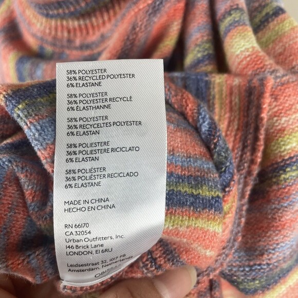 urban outfitters finley cropped turtleneck sweater striped Colorful Large - Picture 11 of 11